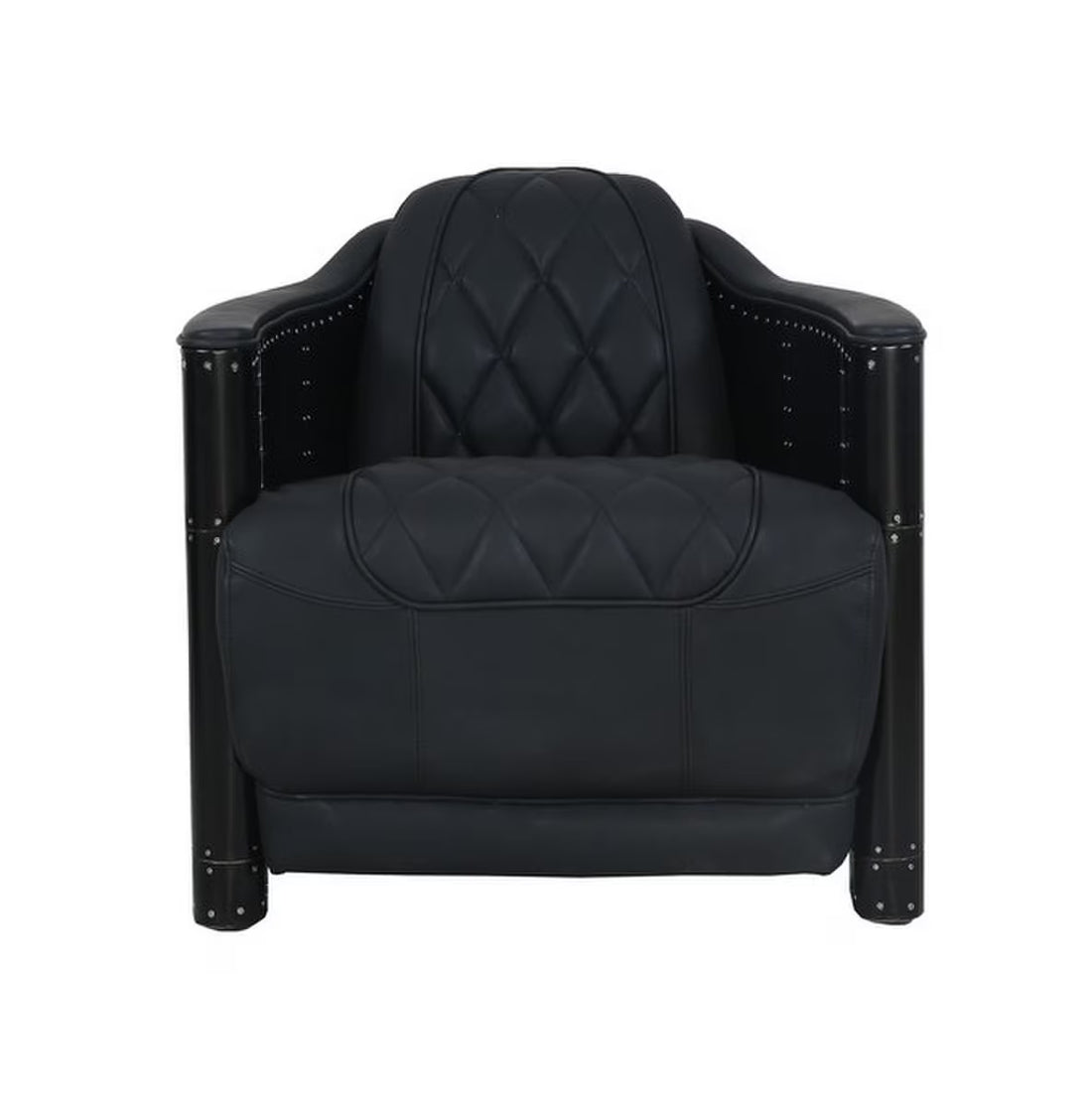 Carbon Aileron Chair Dark Grey Leather – Modern Accent Chair (AF2308)