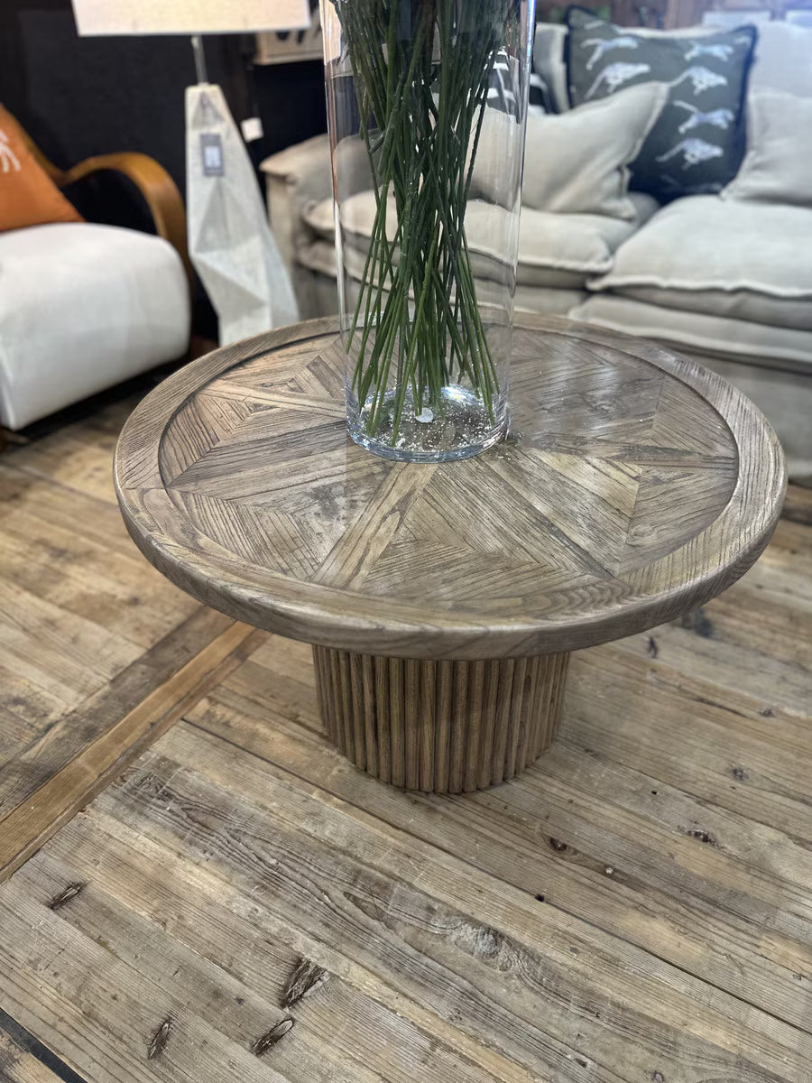 ROUND PARQUET COFFEE TABLE - OLD ELM (CF8274)