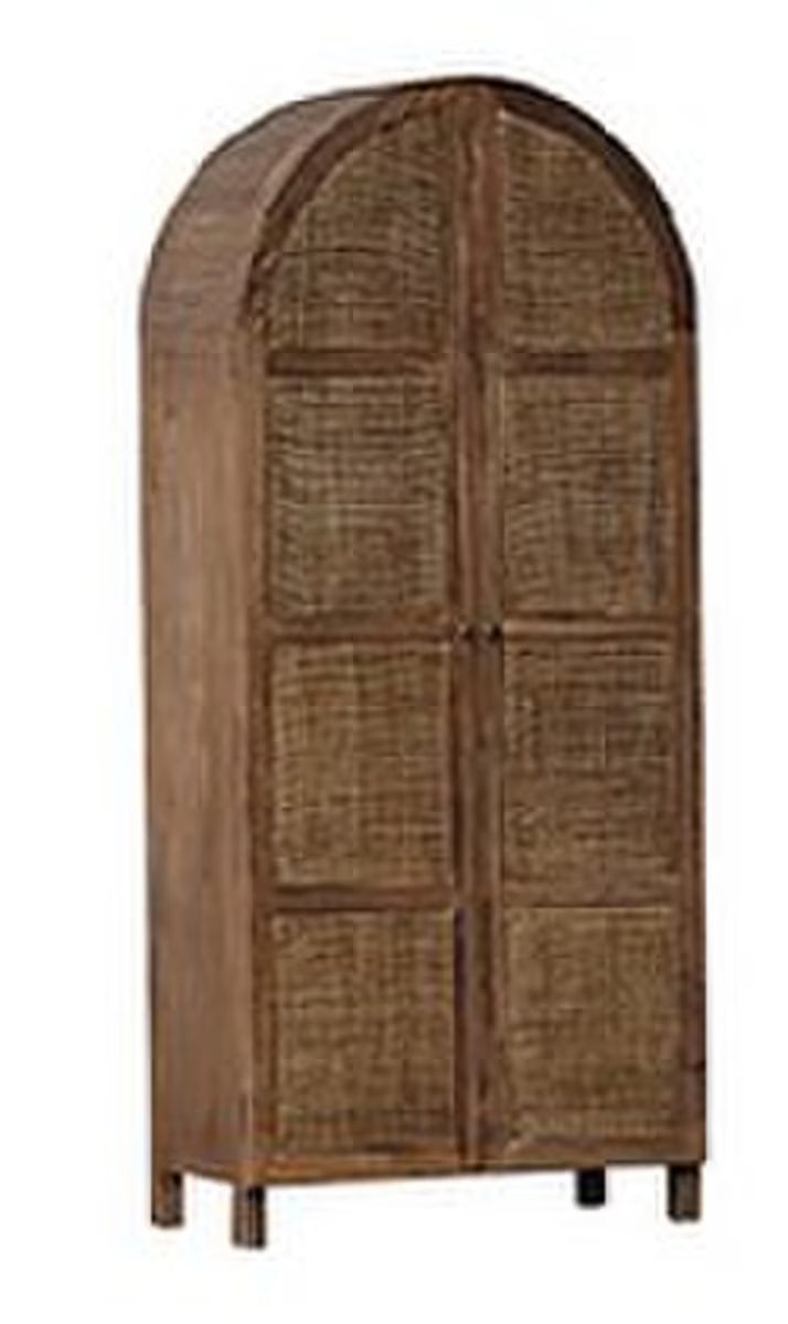 Santorini Arched Cabinet Bleached Elm &amp; Rattan – Tall Storage Cabinet (CF8310)