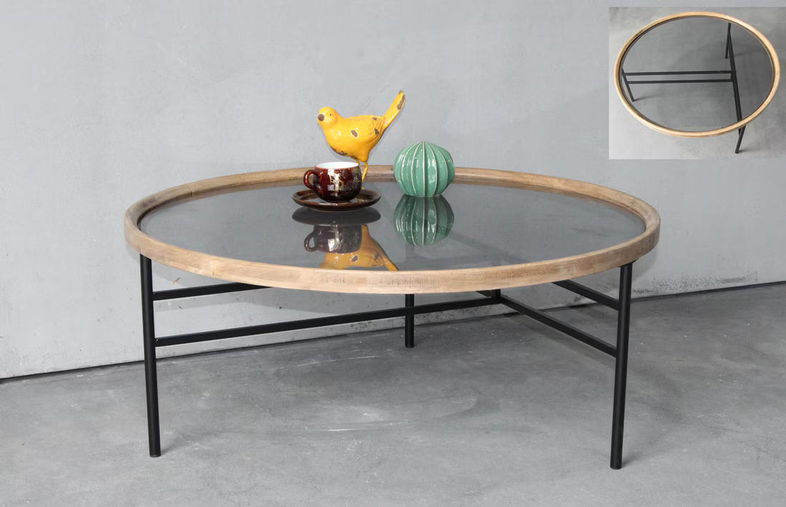 WOODEN & METAL COFFEE TABLE - NATURAL/BLACK (DT5004)
