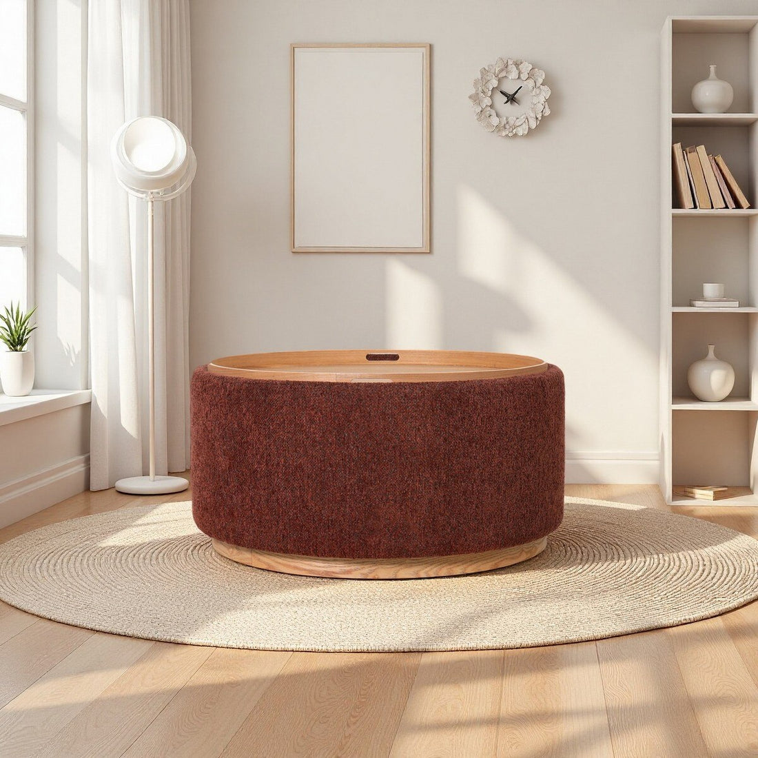 Miami Tray Ottoman XL W/Wood Base - BURNT OCHRE (LA2048)