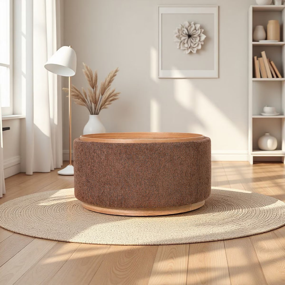 Miami Tray Ottoman XL W/Wood Base - TOBACCO (LA2050)