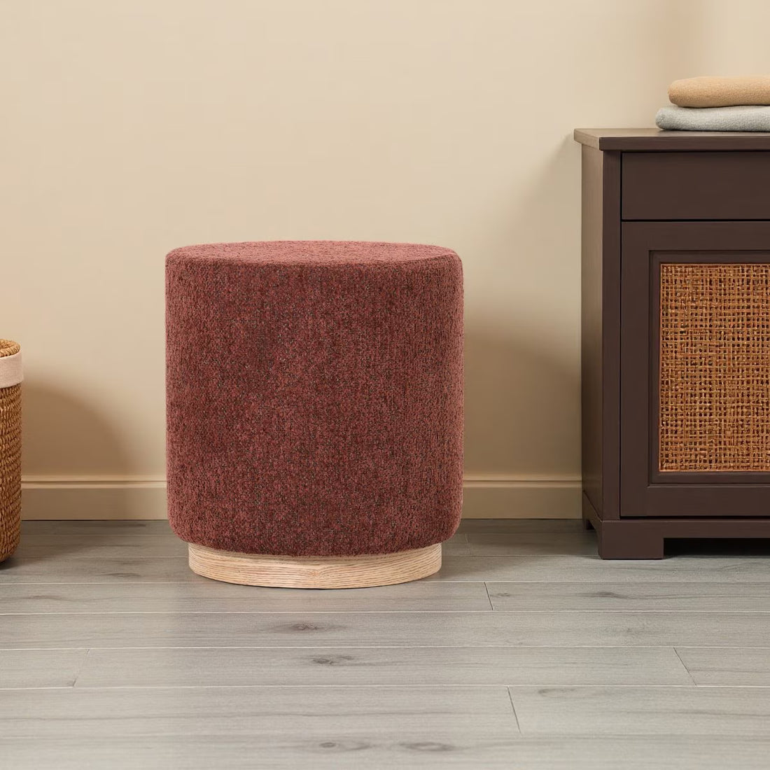Miami Ottoman with Wooden Base - BURNT OCHRE (LA2052)