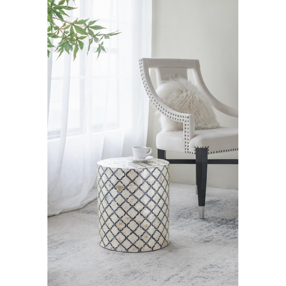 Round Accent Stool with Capiz Inlay - SE2350 | SuperPrice Furniture