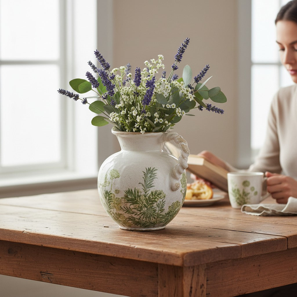 Ceramic Green Floral Vase (RFA-SE3024)