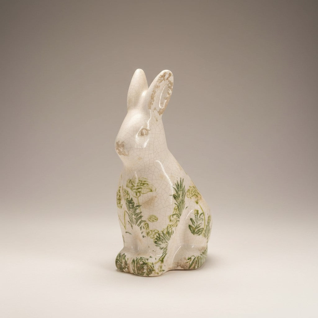 Ceramic Green Thinking Rabbit Ceramic Green Floral Rabbit (RFA-SE3025) | SuperPrice Furniture