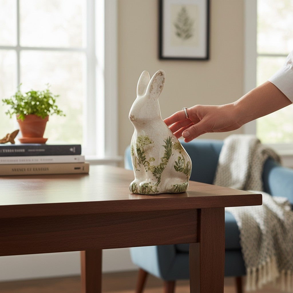 Ceramic Green Floral Rabbit (RFA-SE3025)