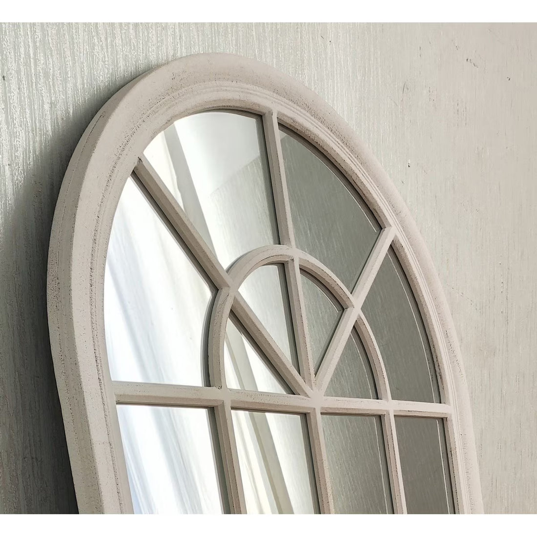 Vintage Cream Church Window Mirror – Elegant Arched Statement (TS7004) RFA