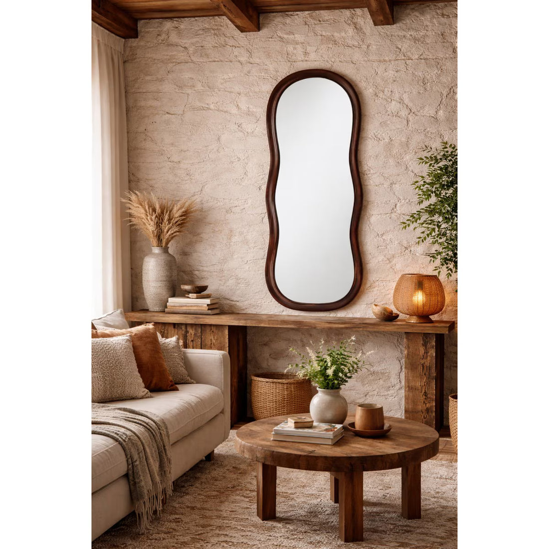 Walnut Abstract Mirror - Tall Warm statement (TS7013) RFA