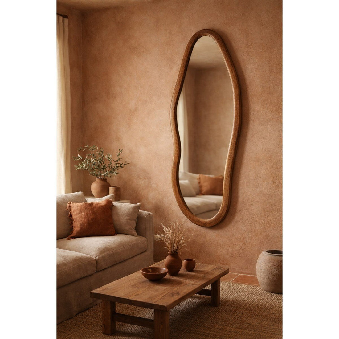 Squiggle Mirror - Walnut Frame Statement Mirror (UH5009) RFA