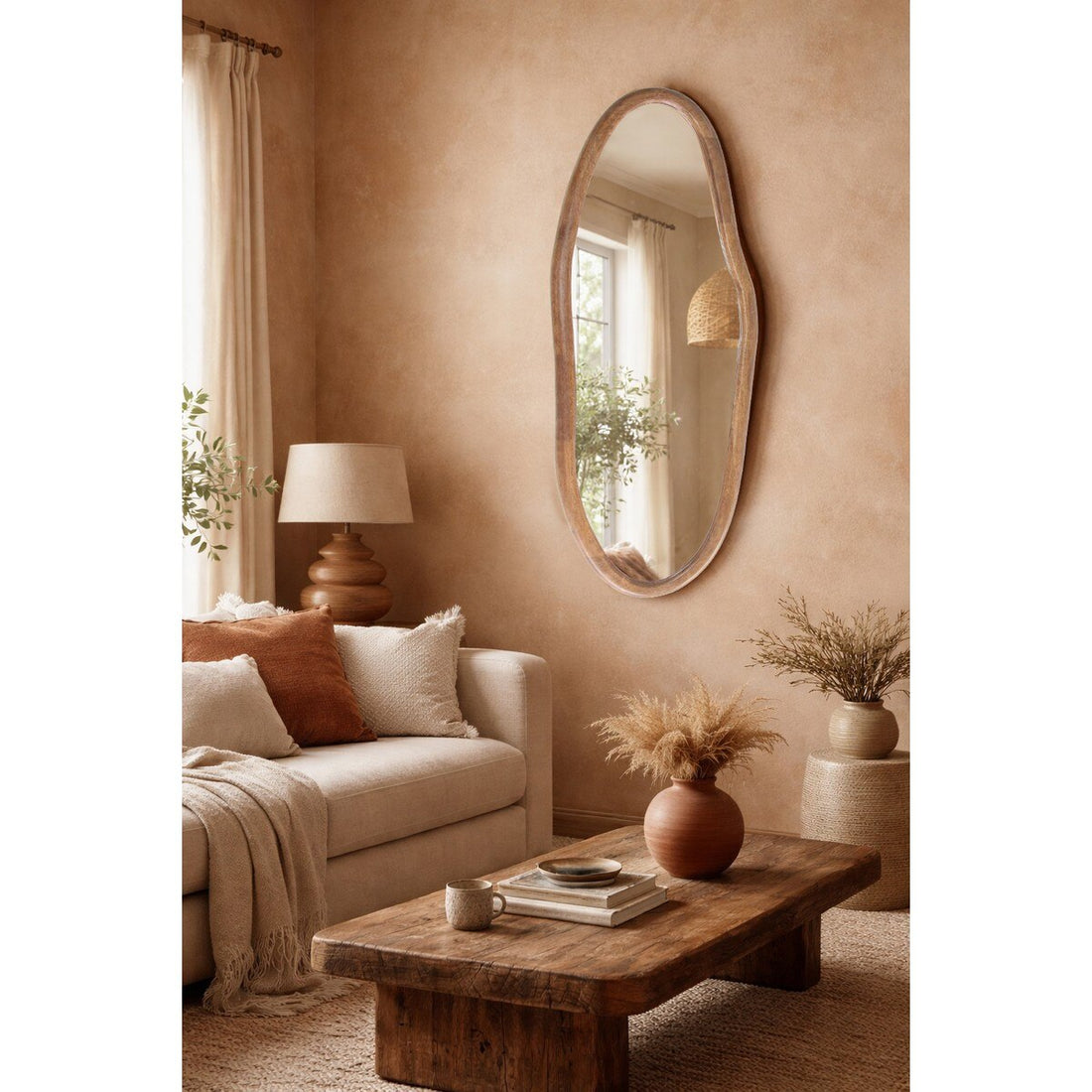 Squiggle Mirror - Walnut Frame Statement Mirror (UH5010) RFA