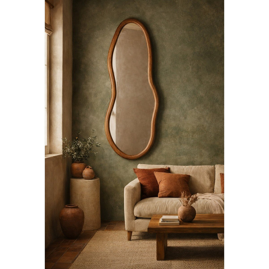Squiggle Mirror - Walnut Frame Statement Mirror (UH5011) RFA