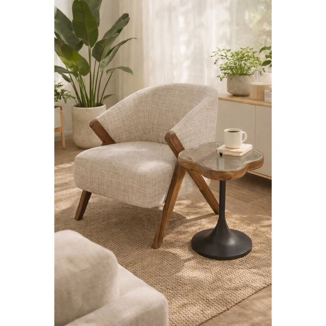 Clover Side Table with  Galass Lid - Walnut (UH5015) RFA