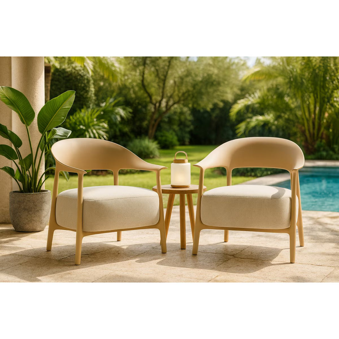 Drift Lounge Chair – Sand Frame / Tan Fabric (UR6009)