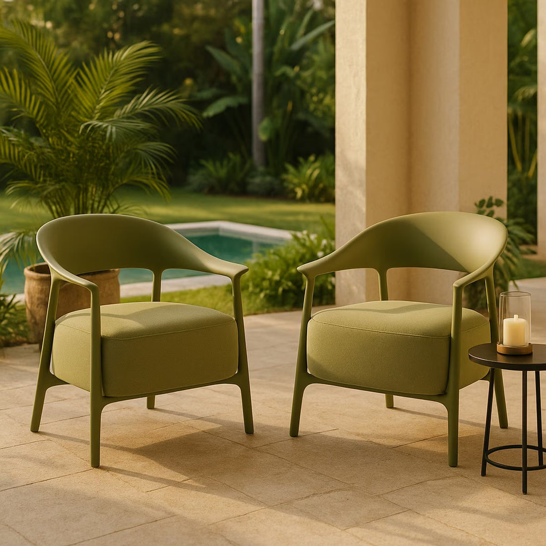 Drift Lounge Chair – Sage Frame / Green Outdoor Fabric (UR6010)