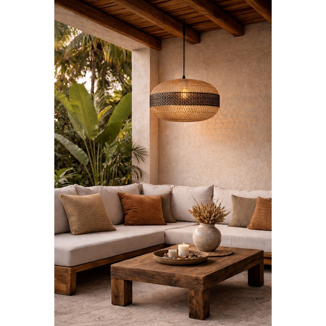 Bamboo Pendant Light  - Natural / Black (RFA-YL2027)