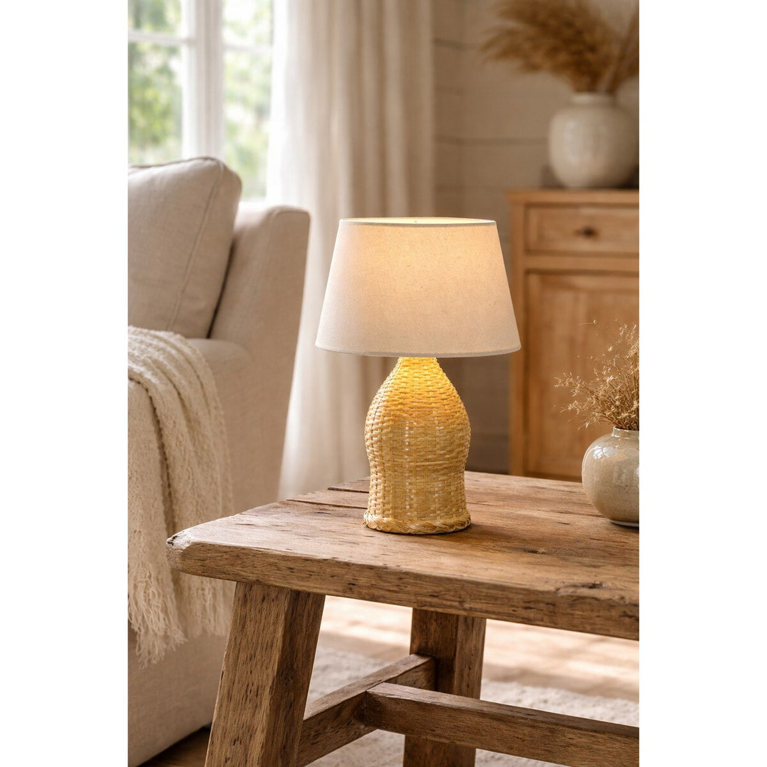 Bamboo & Linen Table Lamp - Natural (YL2029-RFA)