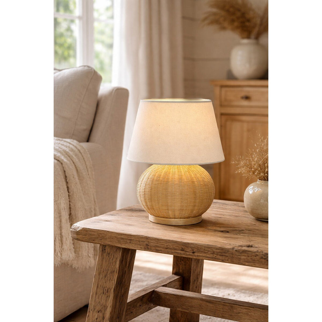 Bamboo & Linen Table Lamp - Natural (YL2030-RFA)