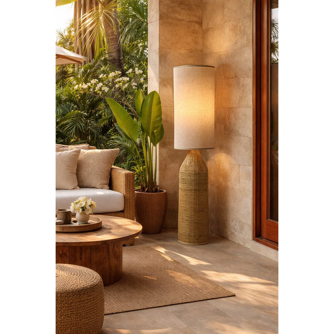 Bamboo & Linen Floor Lamp - Natural (YL2031-RFA)