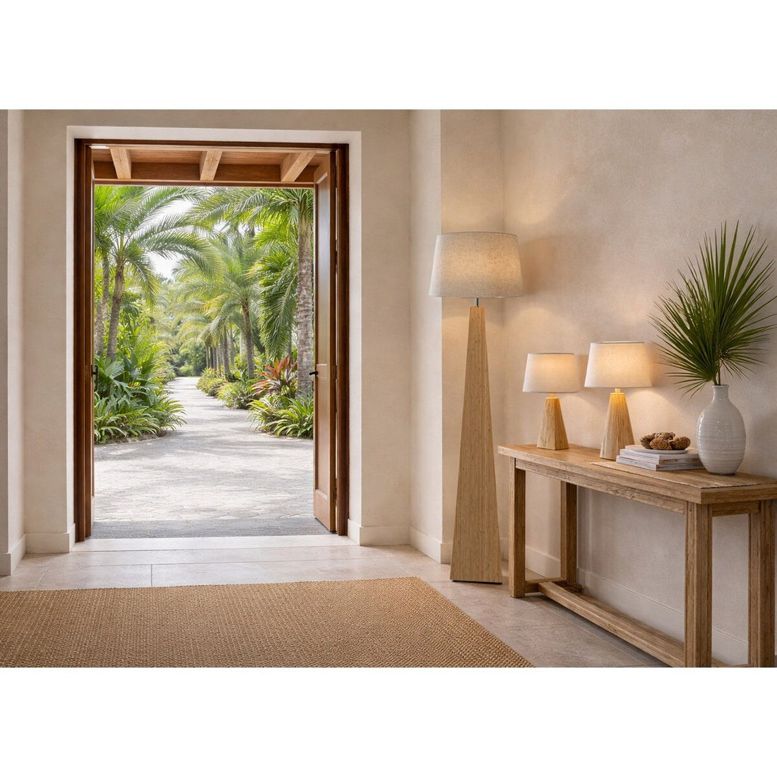 Bamboo & Linen Floor Lamp - Natural (YL2034-RFA)