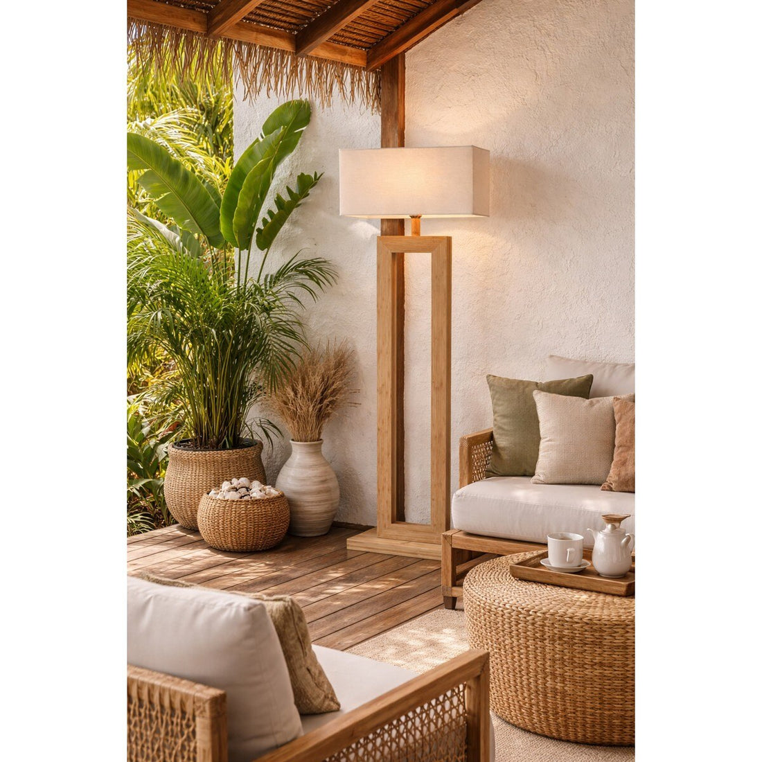 Bamboo & Linen Floor Lamp - Natural (YL2036-RFA)