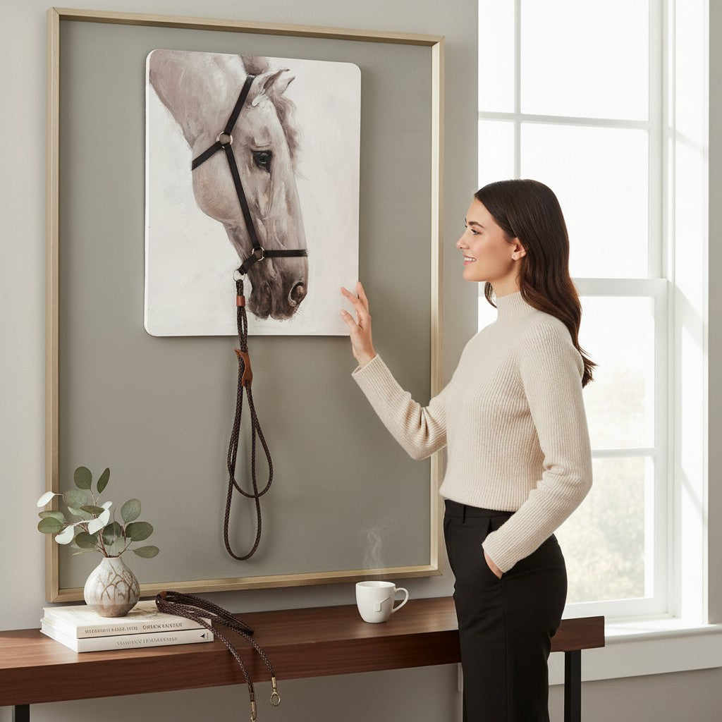 White Horse with Reins Canvas (ZL6015-RFA)