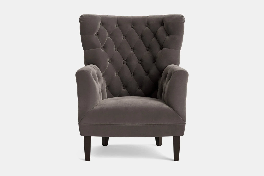 Wingback Velvet Armchair - Grey
