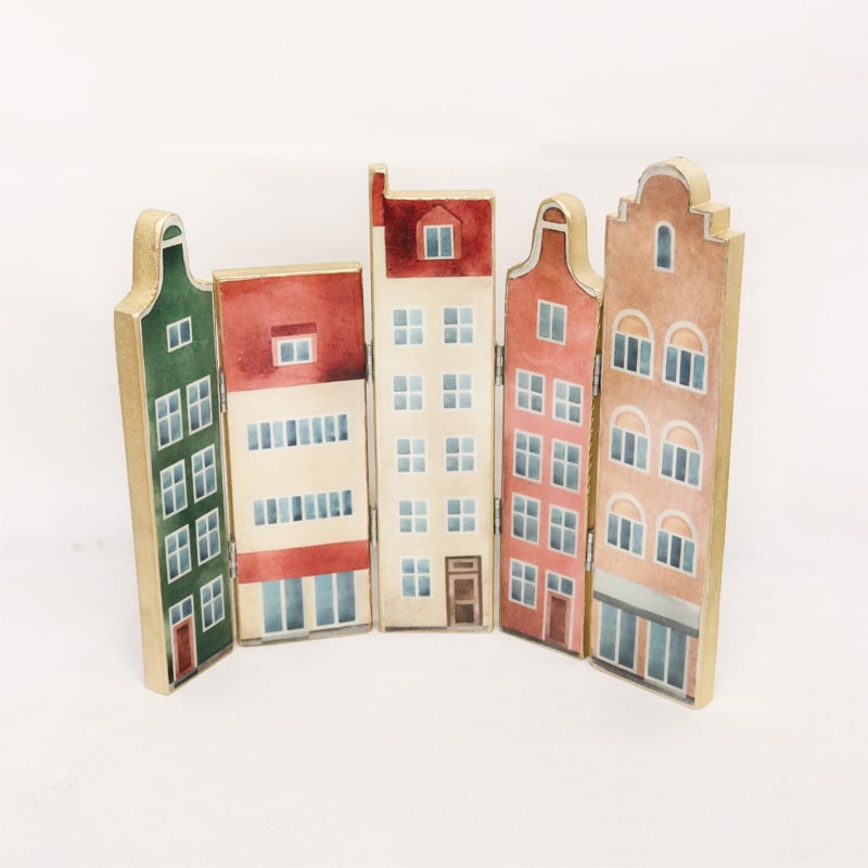 Vintage Wooden Folding Houses 35x30cm
