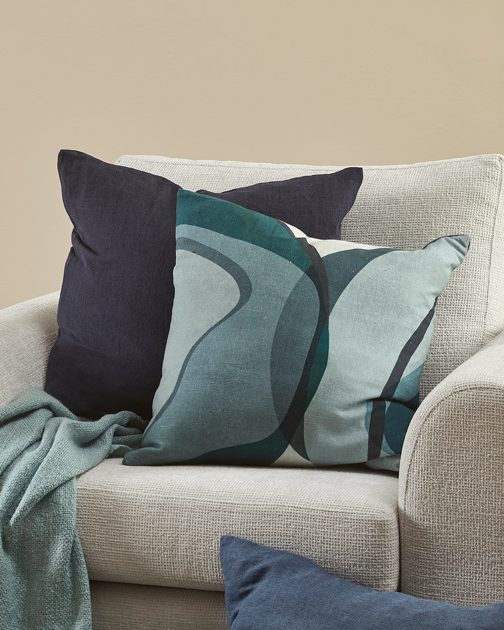 Aquarelle Cushion with Feather Inner - Diesel (25036FC)