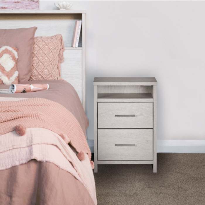 Atlas 2 Drawer Bedside Table Tall