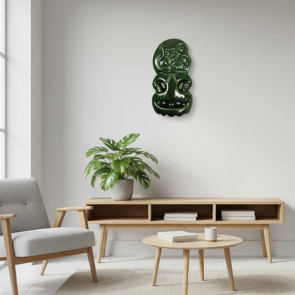 Ceramic Wall Hanging Tiki - Green 30 Cms (980736) RML