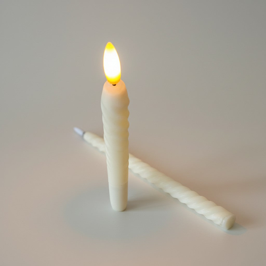 Silhouette LED Taper Candle - Ivory Twist (CAPU JYD14)