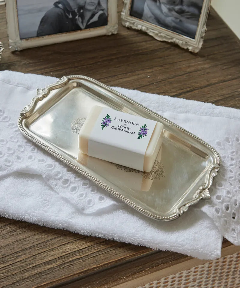 Rectangle Silver Tray with Beading (Q90234) FC