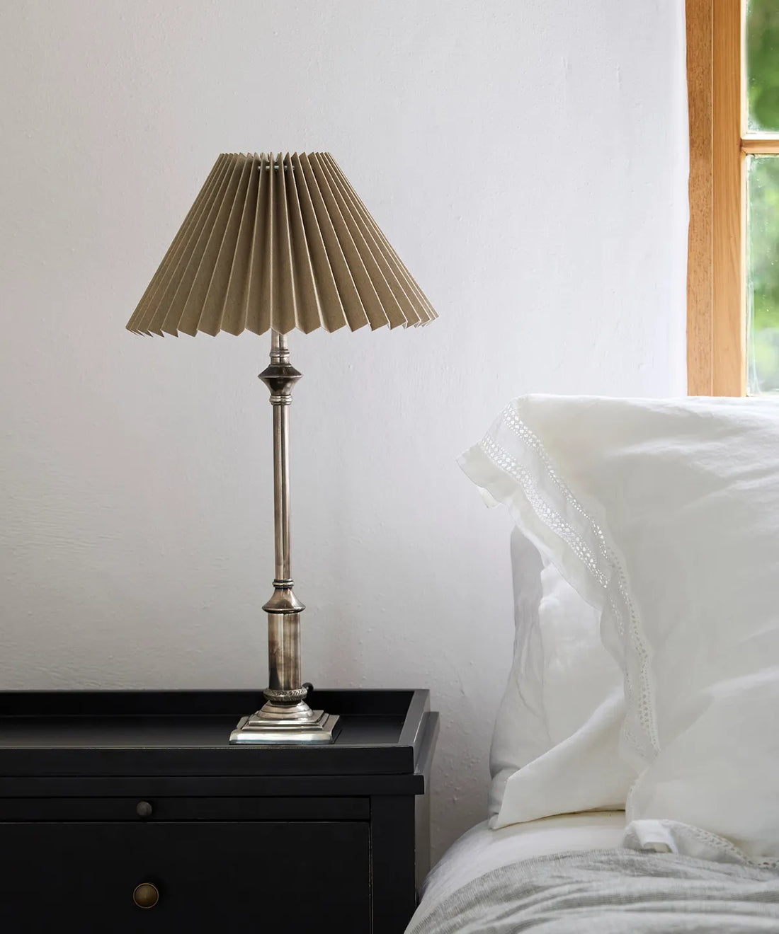 Pleated Linen Shade – Taupe (35cm)