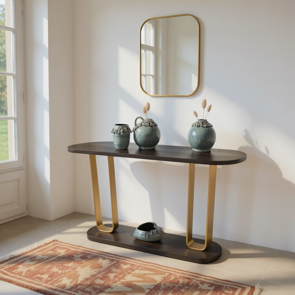 Black & Gold Console Table 132x35x83cm (WF2493)