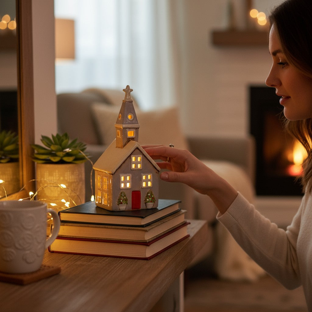 Alsace Tea Light Church Christmas Stone (YA0060) FC