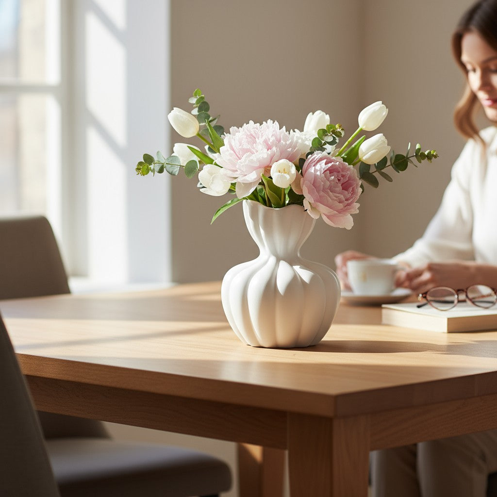 NAIA CERAMIC VASE - WHITE (404191) RML