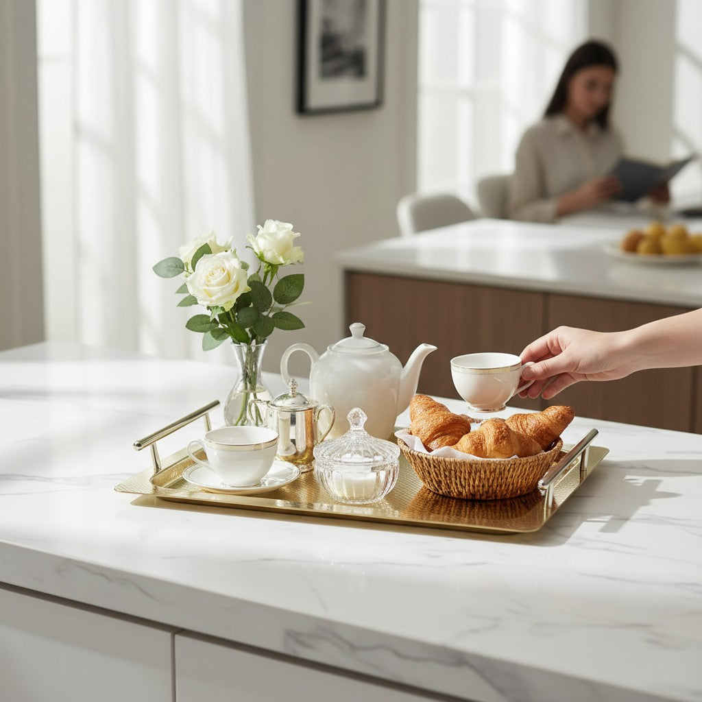 Art Deco Rectangle Serving Tray – Gold Diamond  (980379) RML