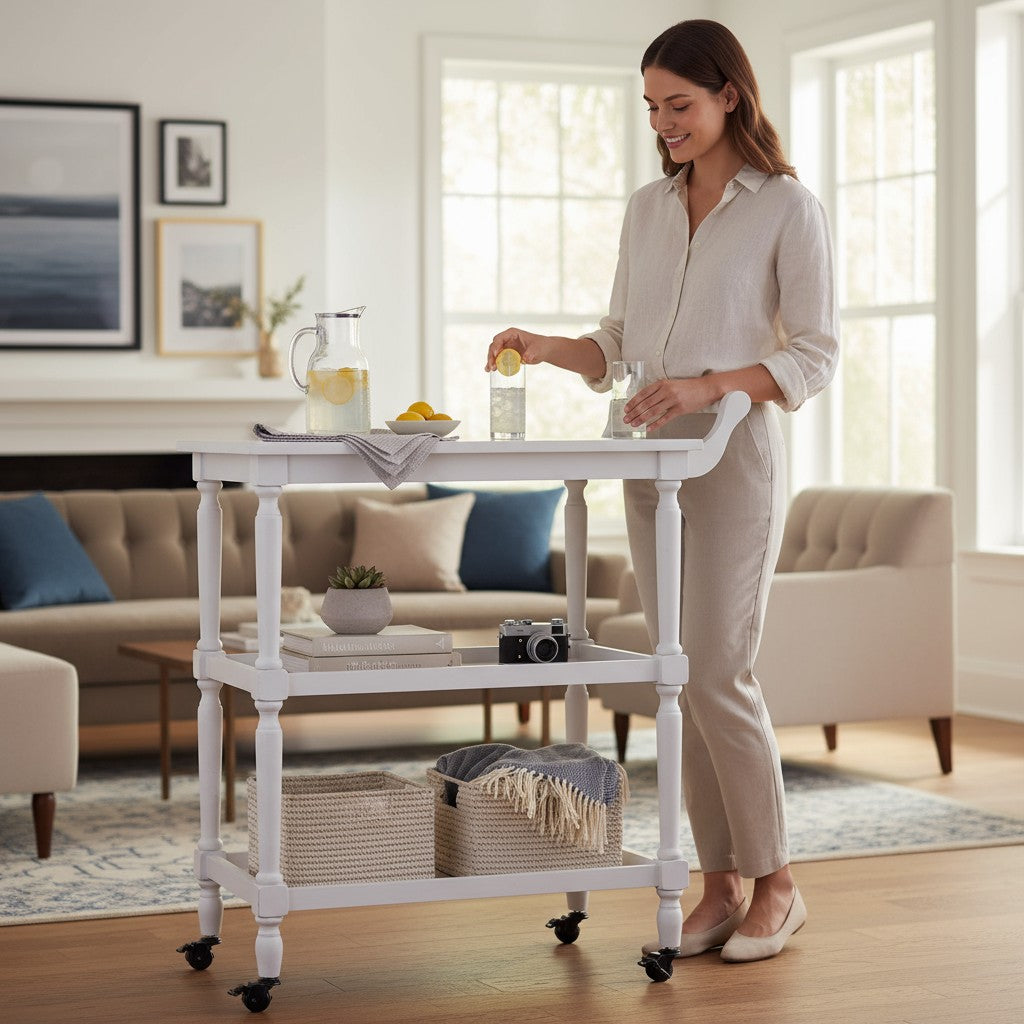 Cyrus Bar Cart - Pearl White (NHT64337-WH)