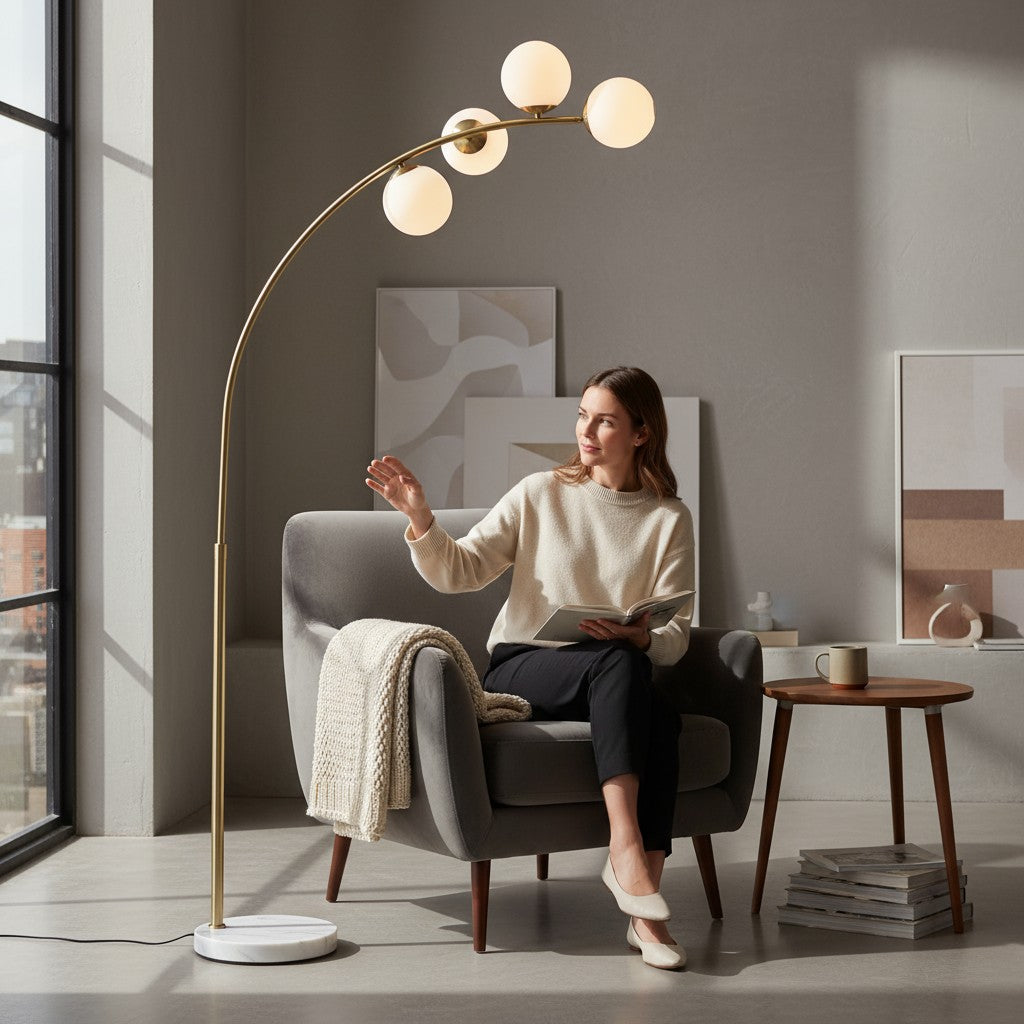 IRON+MARBLE FLOOR LAMP - GOLD (968662) RML