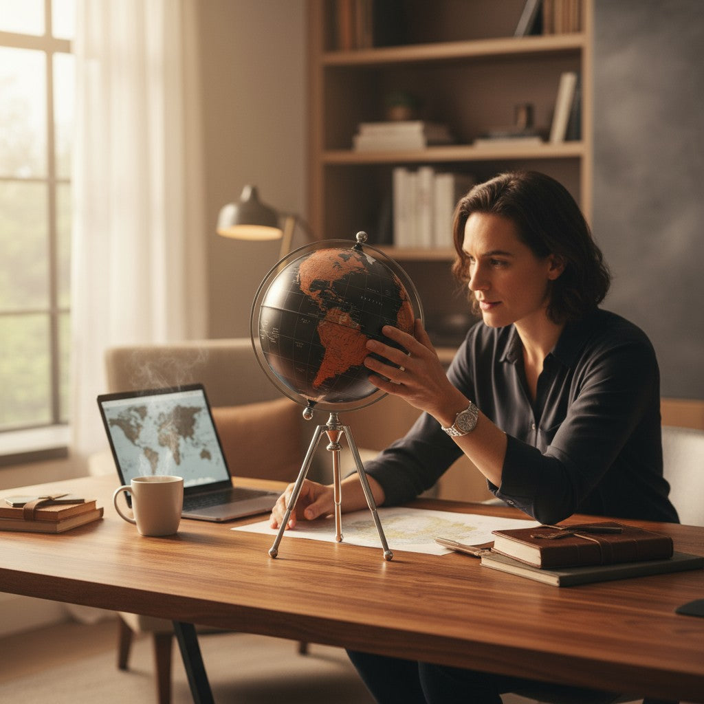 Small Black Globe on Stem Tripod Stand (KJ0020) FC