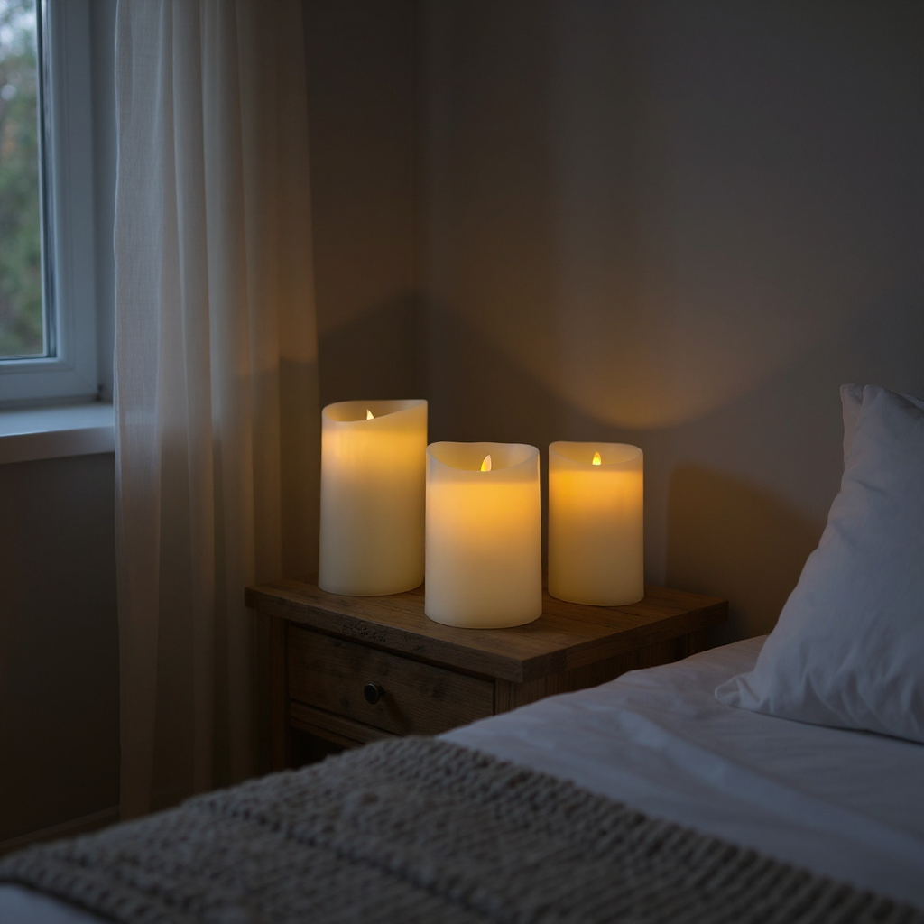 Silhouette LED Wax Candle - Ivory Wide Short (JYD11)