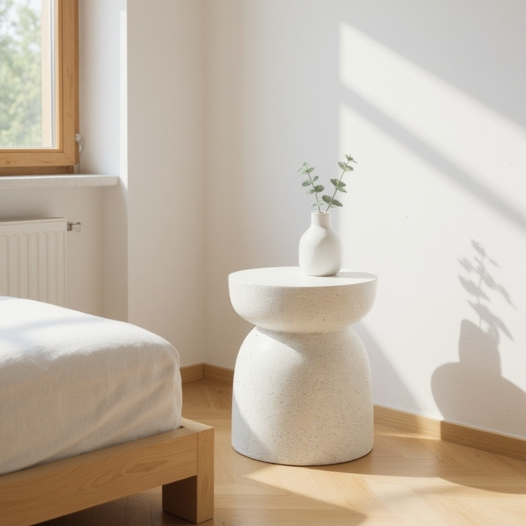 Pedestal Side Table - Fleck White (JFC02FW)