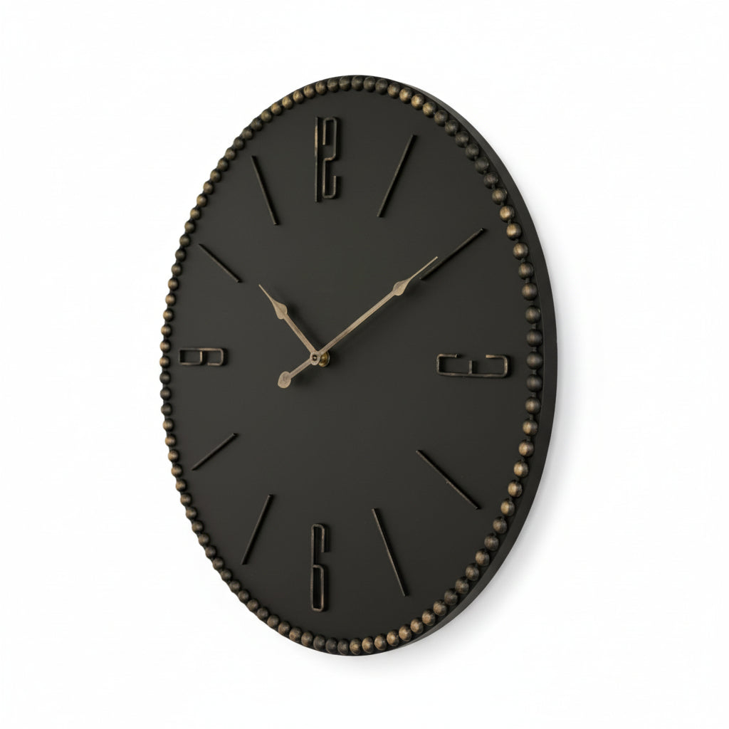 Black With Gold Numbers Clock (CC64-RA Burt)