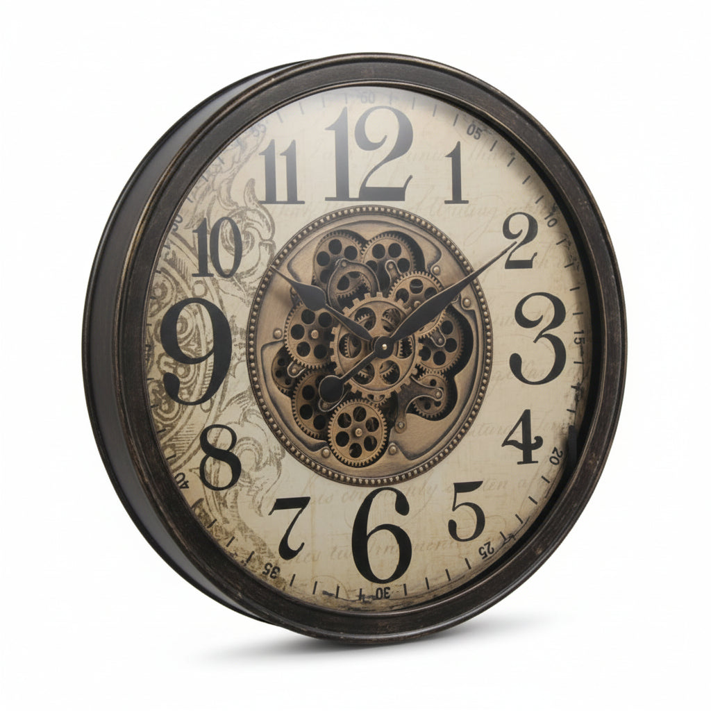 2 tone Gear Clock w/glass (CCM034-RA Burt)