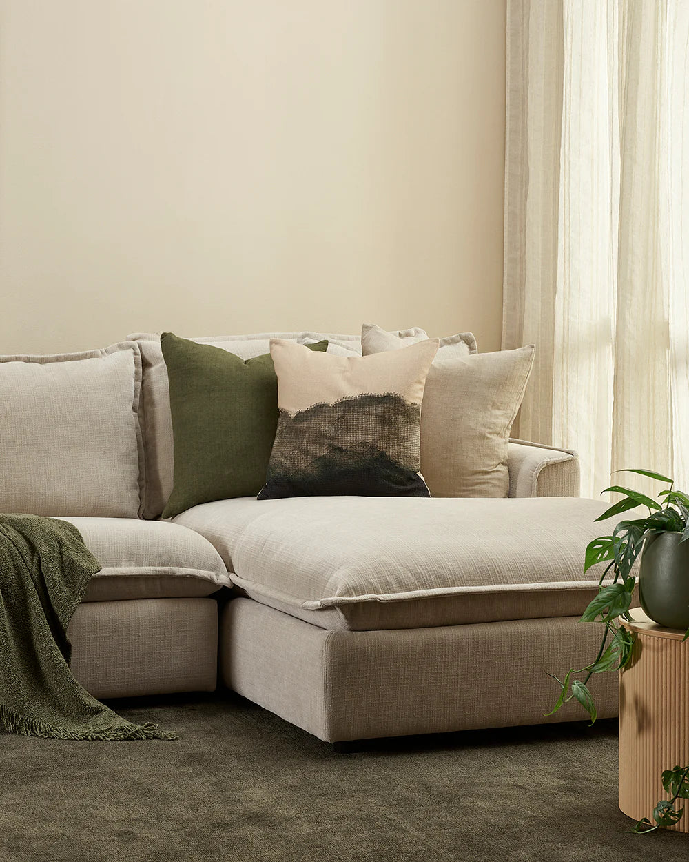 Salita Olive Cushion with Feather Inner - Olive (25045FC)