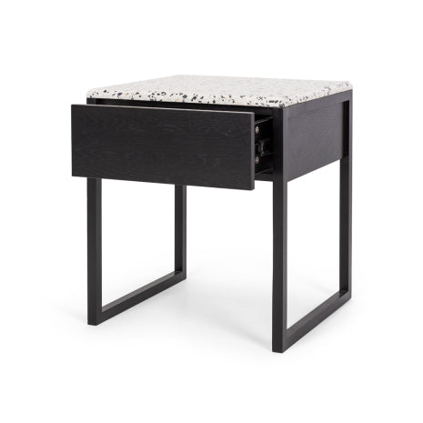 Avalon Black Oak Side Table ( Marble Top)