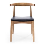 Elbow Chair Natural Oak Black PU Seat